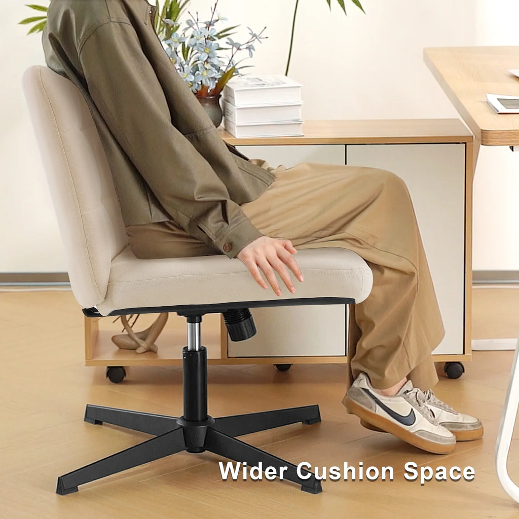 Beige Armless Swivel Ergonomic Office Chair L623