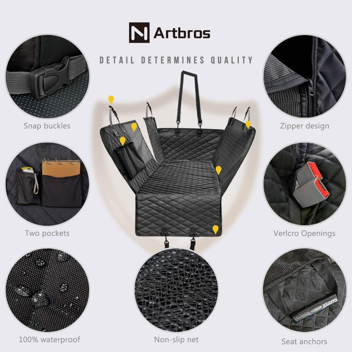 Waterproof Nonslip Dog Car Seat Cover with Storage Pocket G459