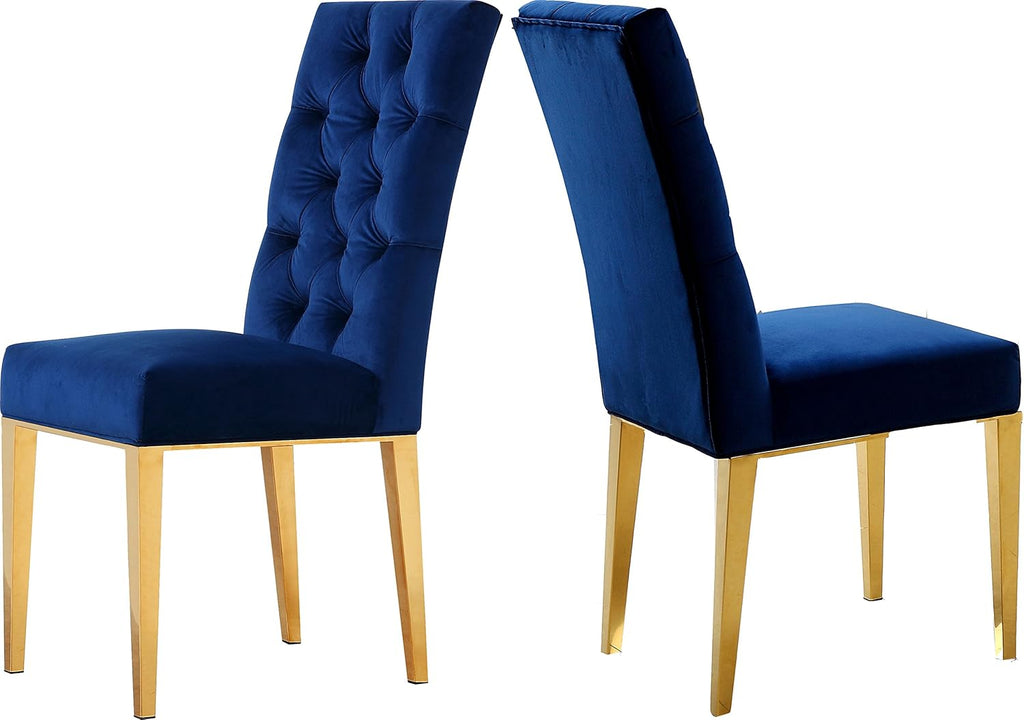 Navy Velvet Dining Chair Set of 2 F9186