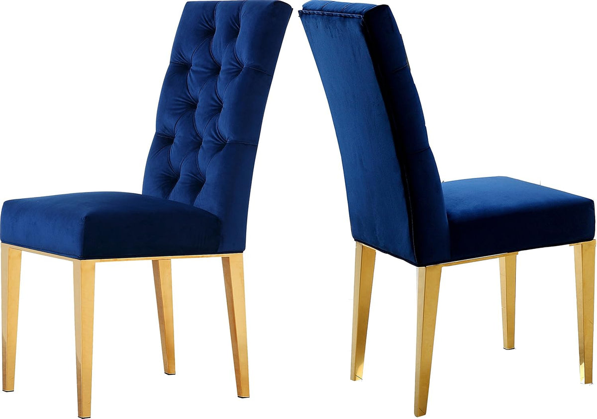 Navy Velvet Dining Chair Set of 2 F9186