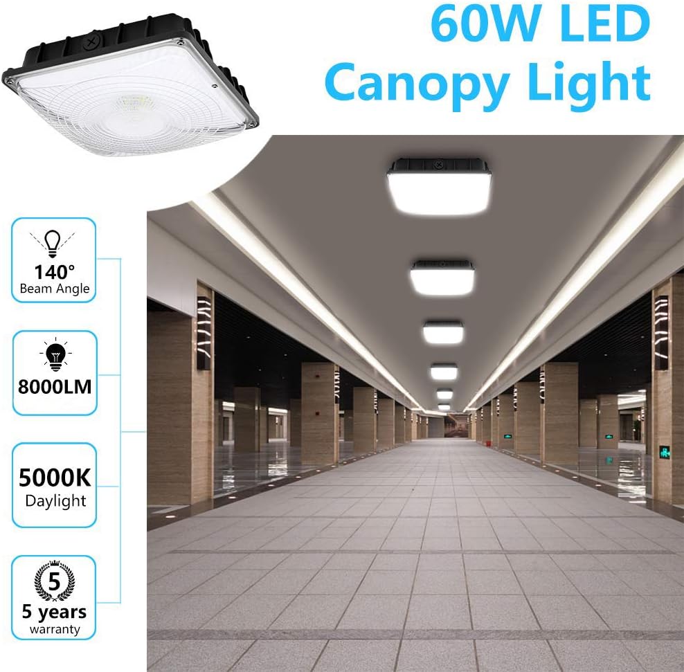 60W LED Canopy Light 5000K 8000 Lumens Waterproof Outdoor Rated J647581