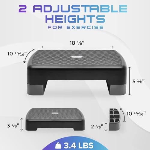 Adjustable Height Aerobic Exercise Step Platform with 2 Risers F88455