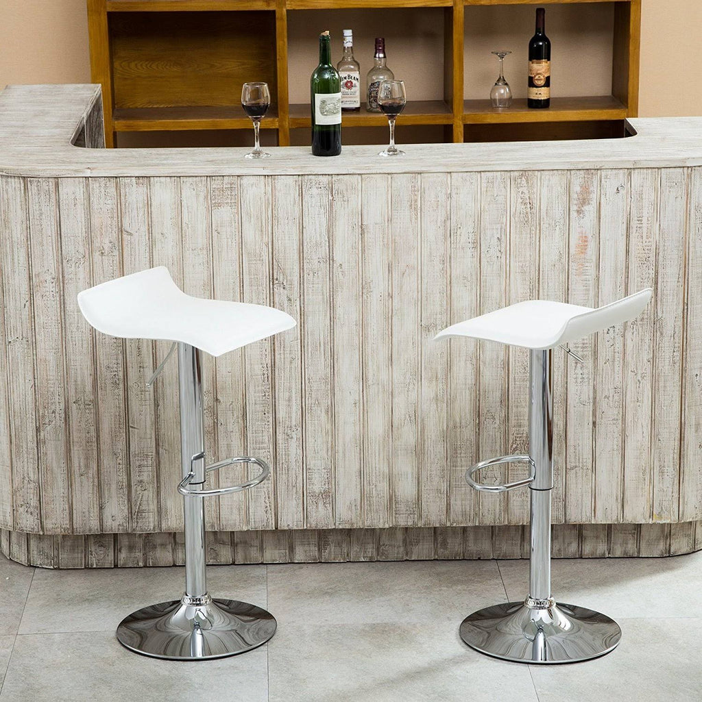 White Chrome Adjustable Swivel Stools D147452