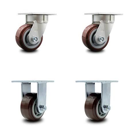 4 inch Polyolefin Wheel Swivel Caster Set 2 Swivel 2 Rigid E344343