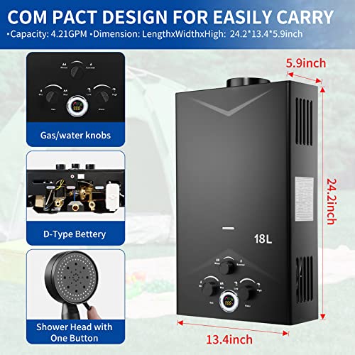 Portable Propane Tankless Water Heater with Digital Display F69879