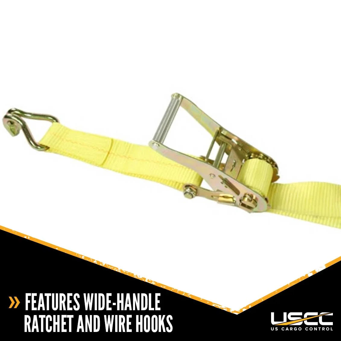 2" x 11' Ratchet Strap with Wire Hooks & 3 Rubber Cleats E9944