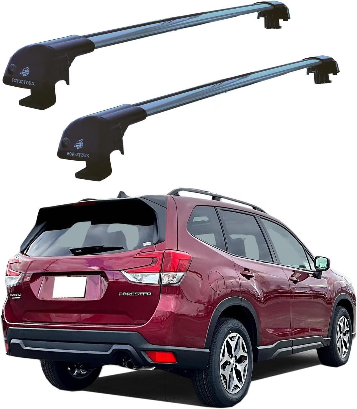Silver Lockable Roof Rack Crossbars for Factory Raised Side Rails P281436