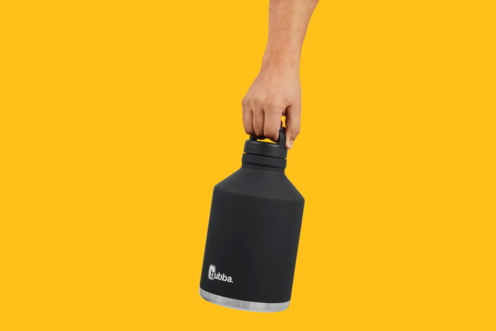 Stainless Steel Water Bottle with Wide Mouth Rubberized in Black, 84 fl. oz. L101859