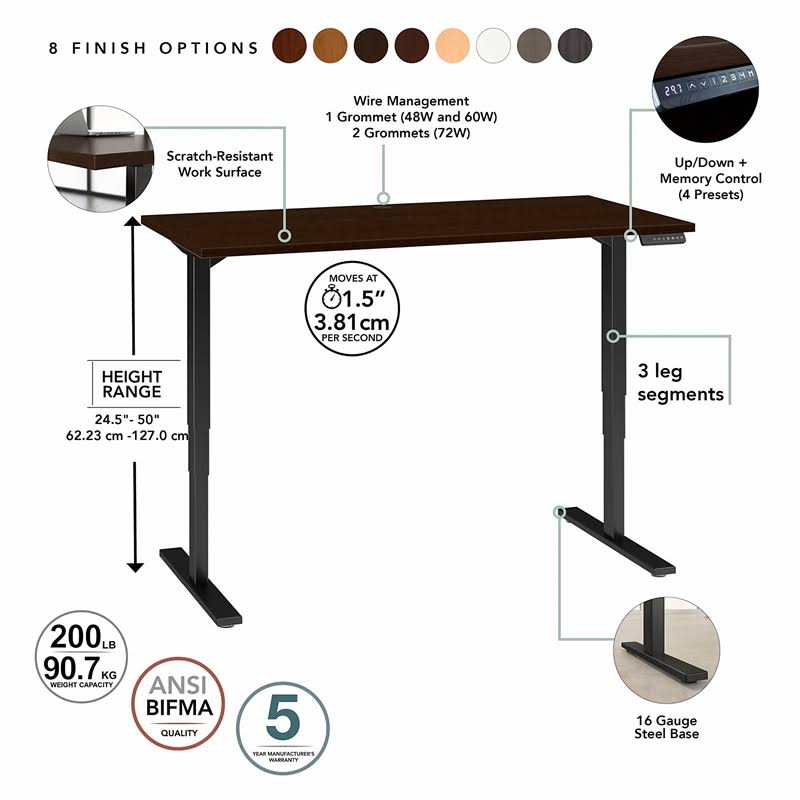 Height Adjustable Desk in Cherry E8349