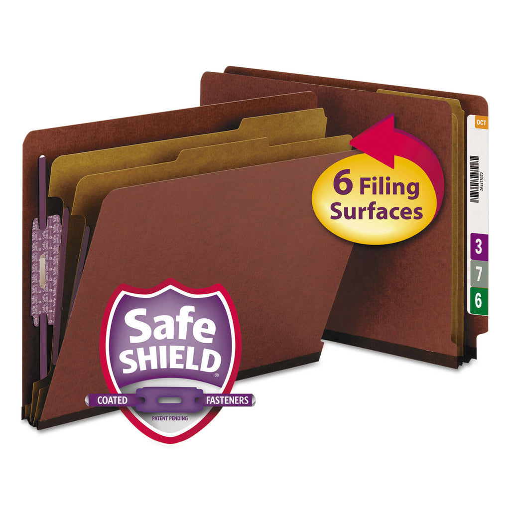 Red Letter Size Classification Folders with Fasteners, 10/Box W4336