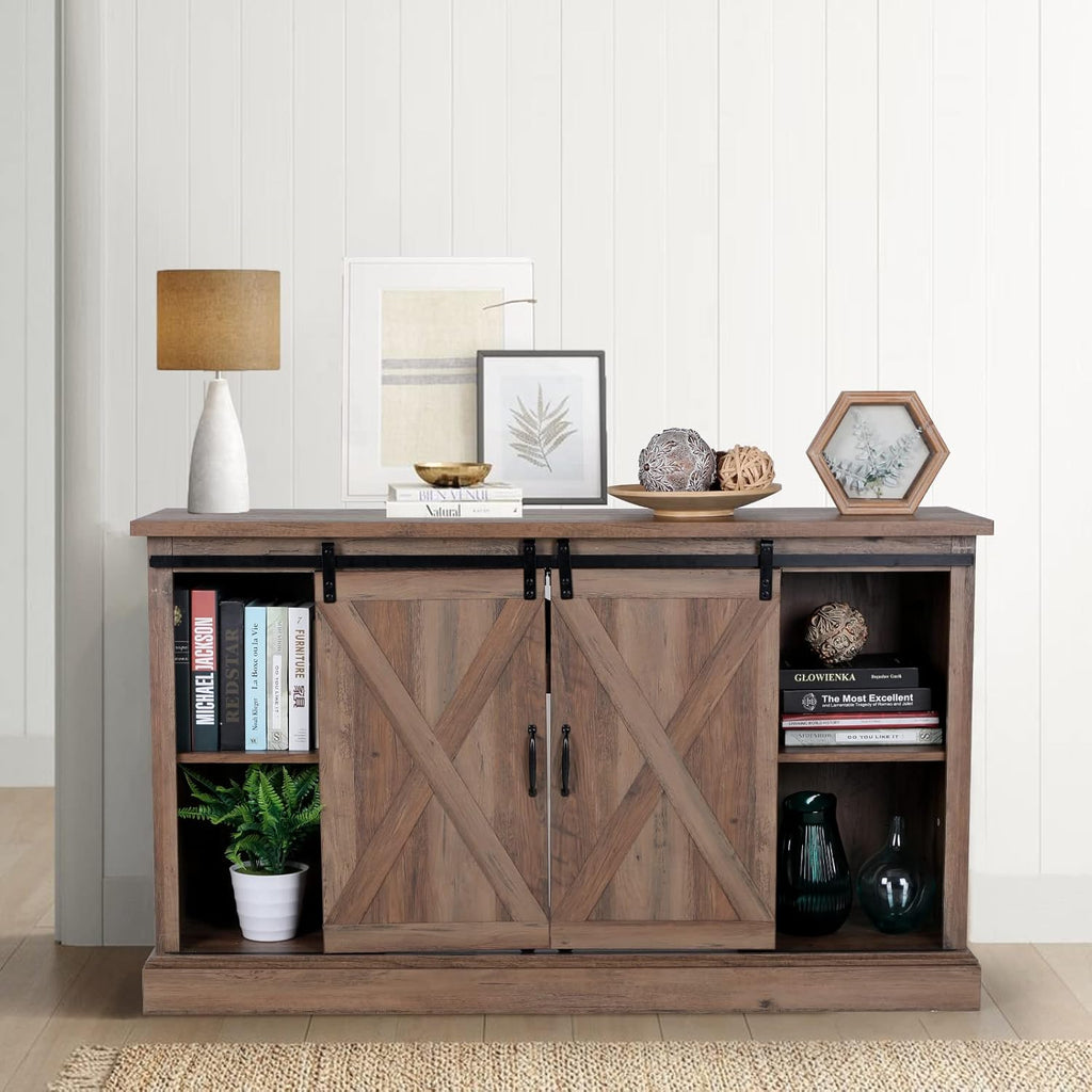 Farmhouse Electric Fireplace TV Stand with 23 Insert Fireplace, Burlywood N921