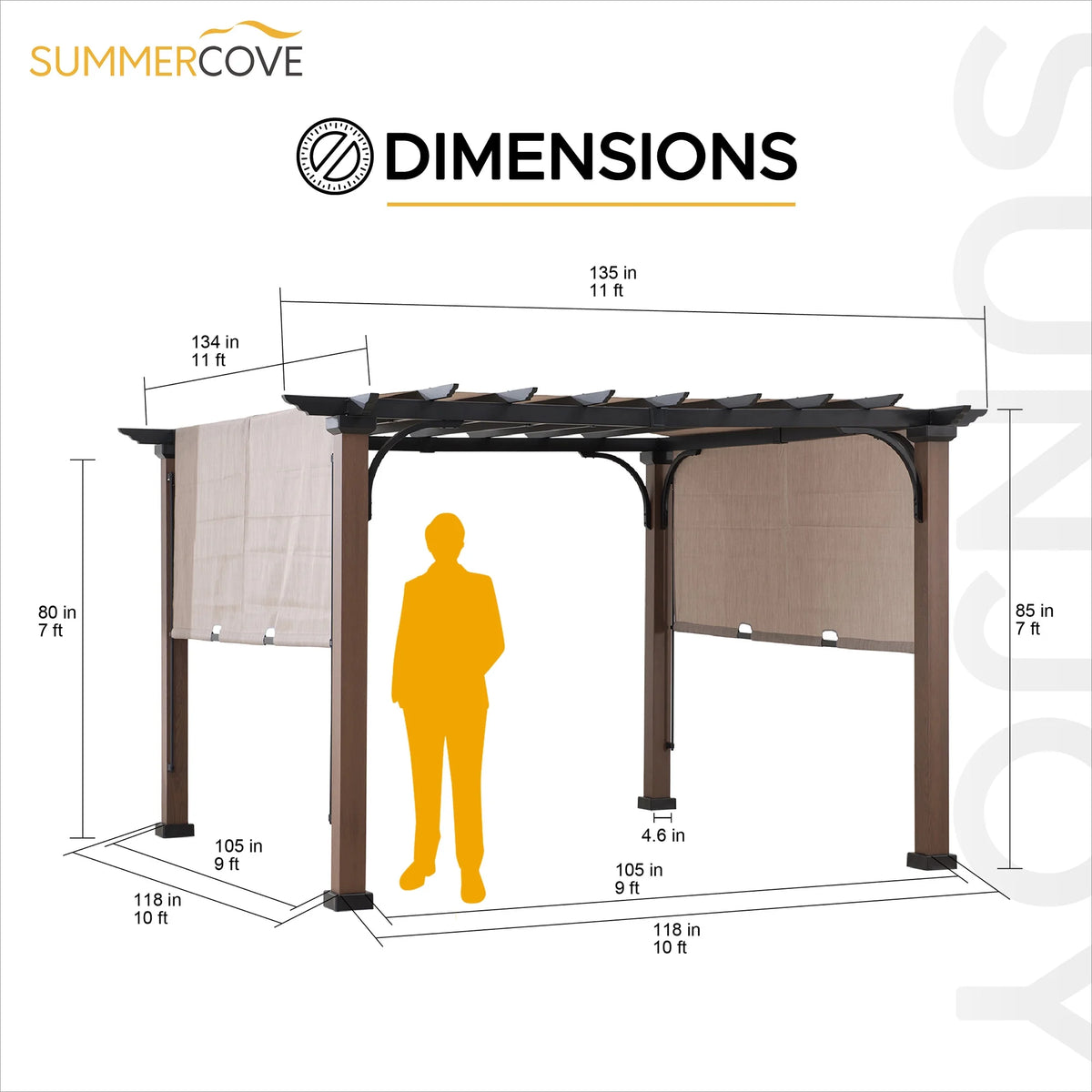 11 x 11 ft. Metal Pergola with Tan Adjustable Canopy N534105