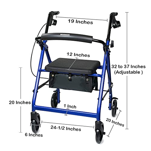 Red Lightweight Aluminum Rollator Walker with Seat and Wheels, 300 lbs Weight Capacity R6139