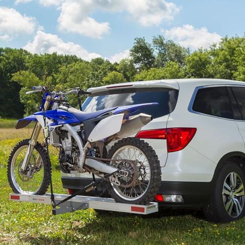 Lightweight Aluminum Motorcycle Hitch Carrier with Loading Ramp L48179