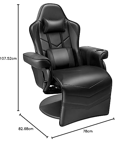 White PU Leather Gaming Recliner Chair with Footrest Headrest and Lumbar Support C298