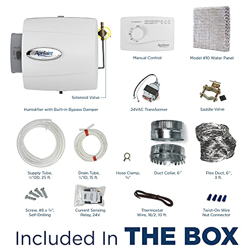Whole Home Humidifier with Manual Control and Bypass Humidifier Installation Kit, Compact Furnace Humidifier Z858209