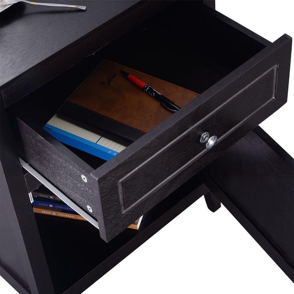 Espresso Wood End Table with Drawer W823337