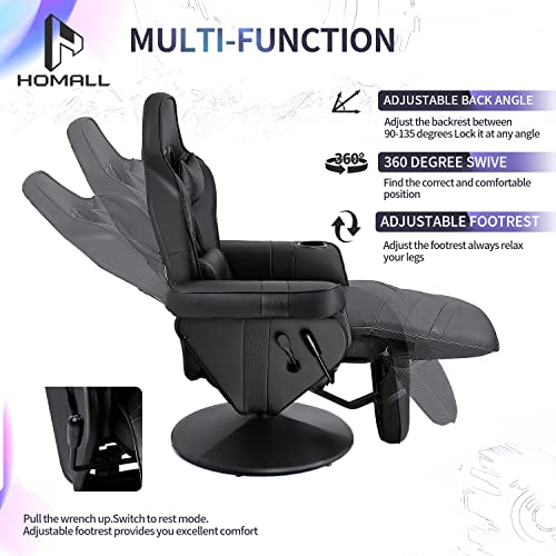 White PU Leather Gaming Recliner Chair with Footrest Headrest and Lumbar Support C298