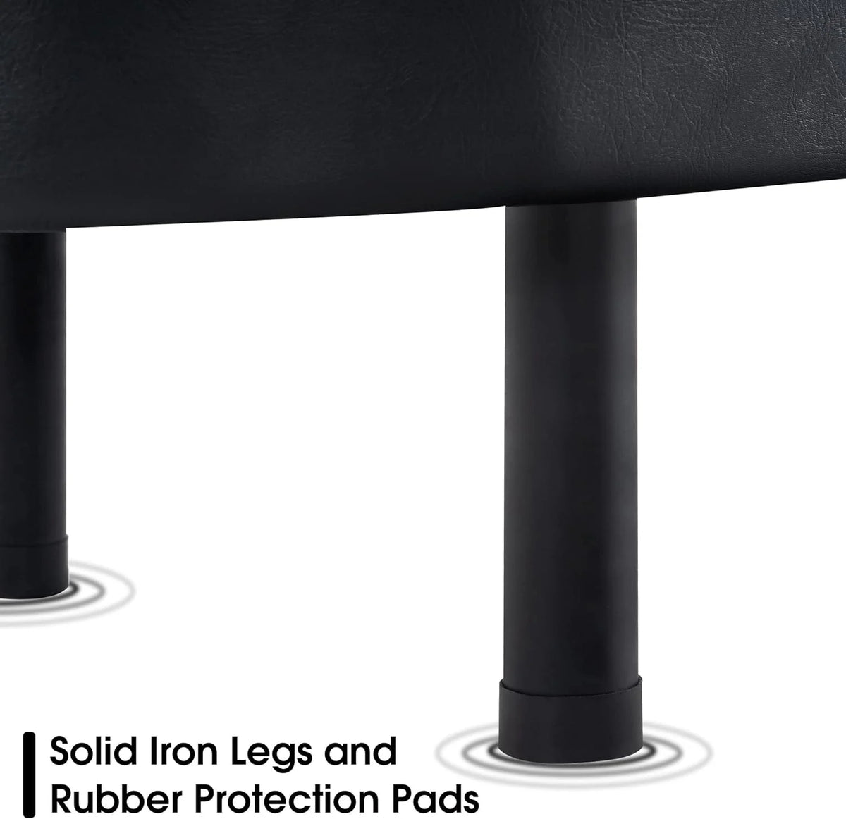 Black Leather Upholstered Bench with Backrest X2344