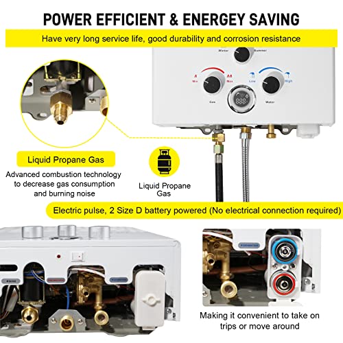 Portable Propane Tankless Water Heater with Digital Display F69879