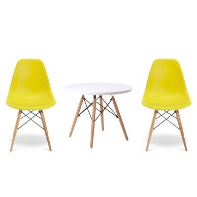 3 Piece Kids Table and Chair Set Yellow P3130
