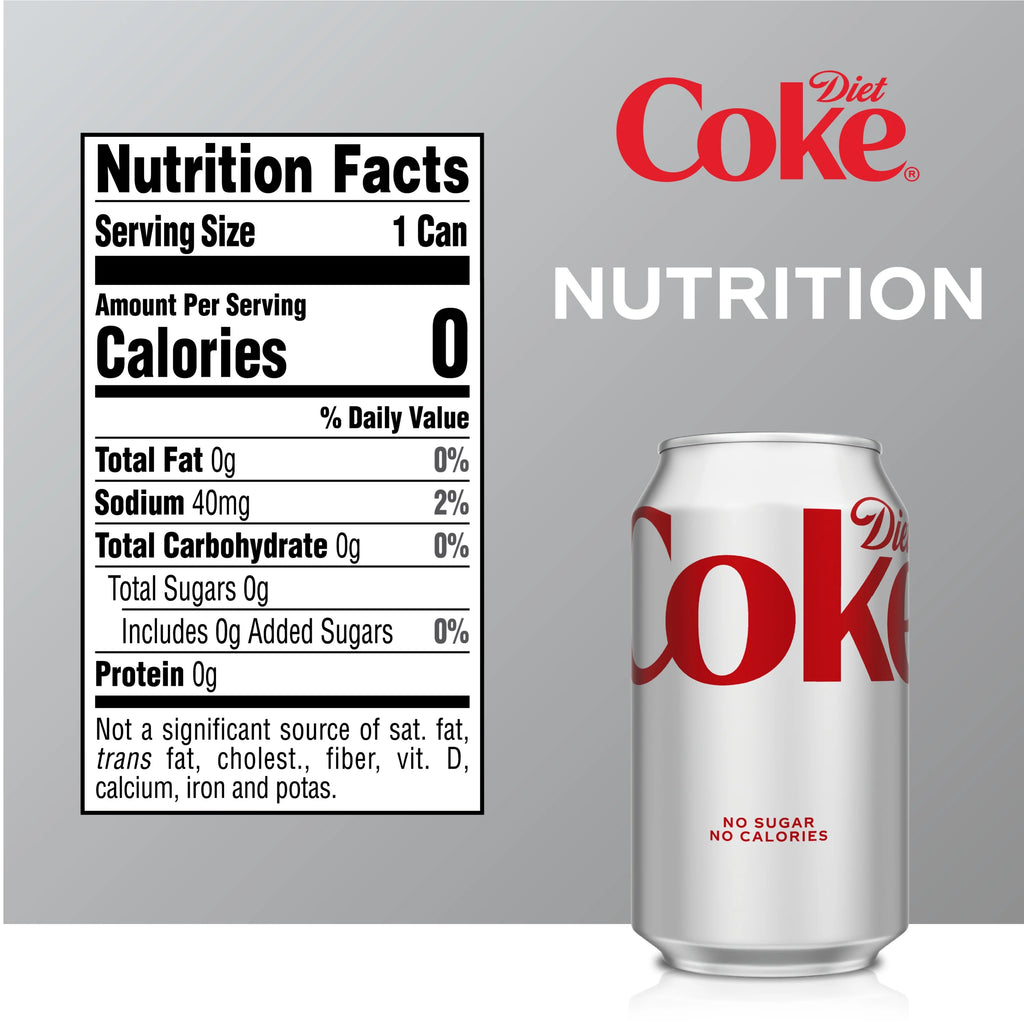 20 Pack Diet Coke Soda Soft Drink, 12 fl oz E383