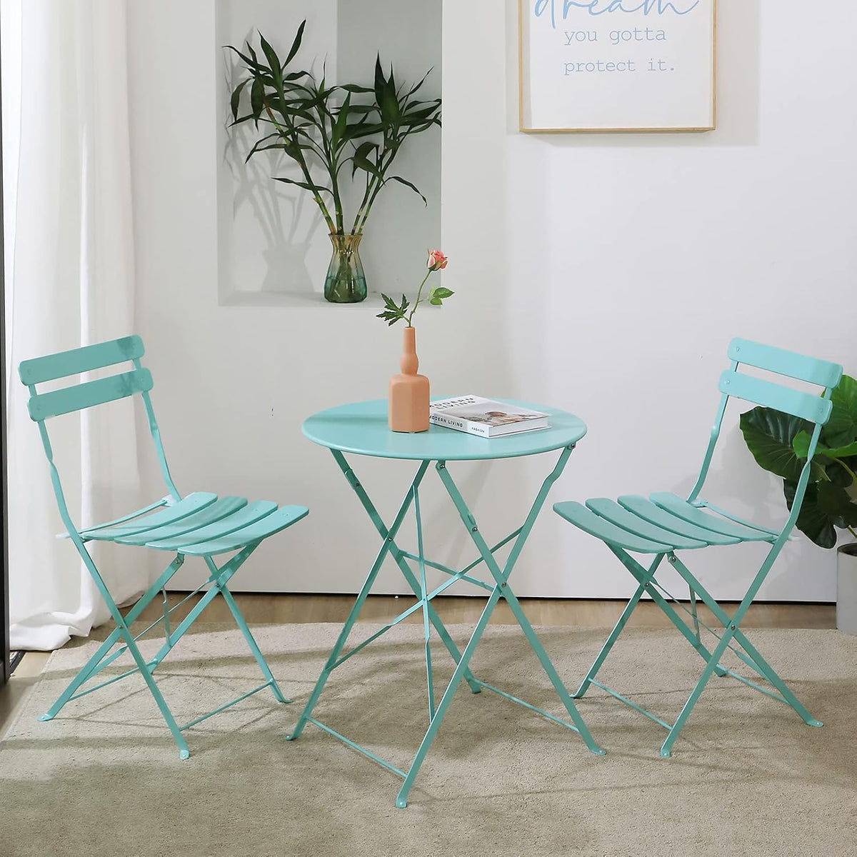 3-Piece Steel Patio Bistro Set Navy Blue S5676
