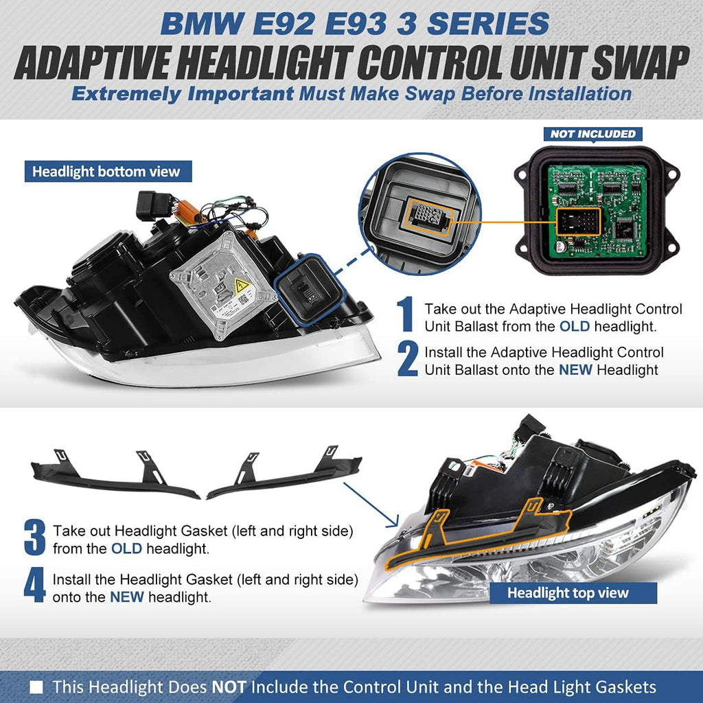 Dual Animated Start-Up Halo Sequential LED Turn Signal Projector HID Headlights, Chrome Housing P72406