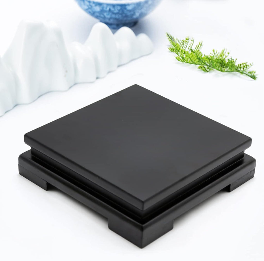Square Wood Display Stand 6.7" W x 6.7" D x 1.7" H (Black) J672535