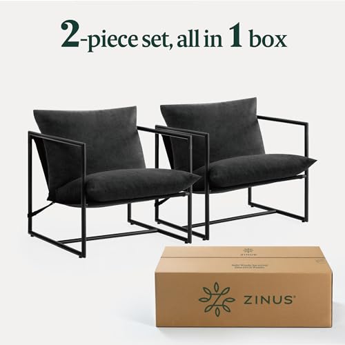 Black Metal Framed Sling Accent Chair J5819
