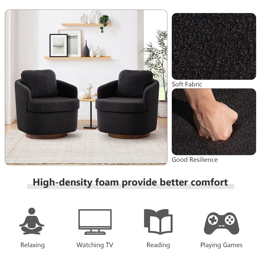 Oversized Sherpa Boucle Swivel Accent Chair N6353