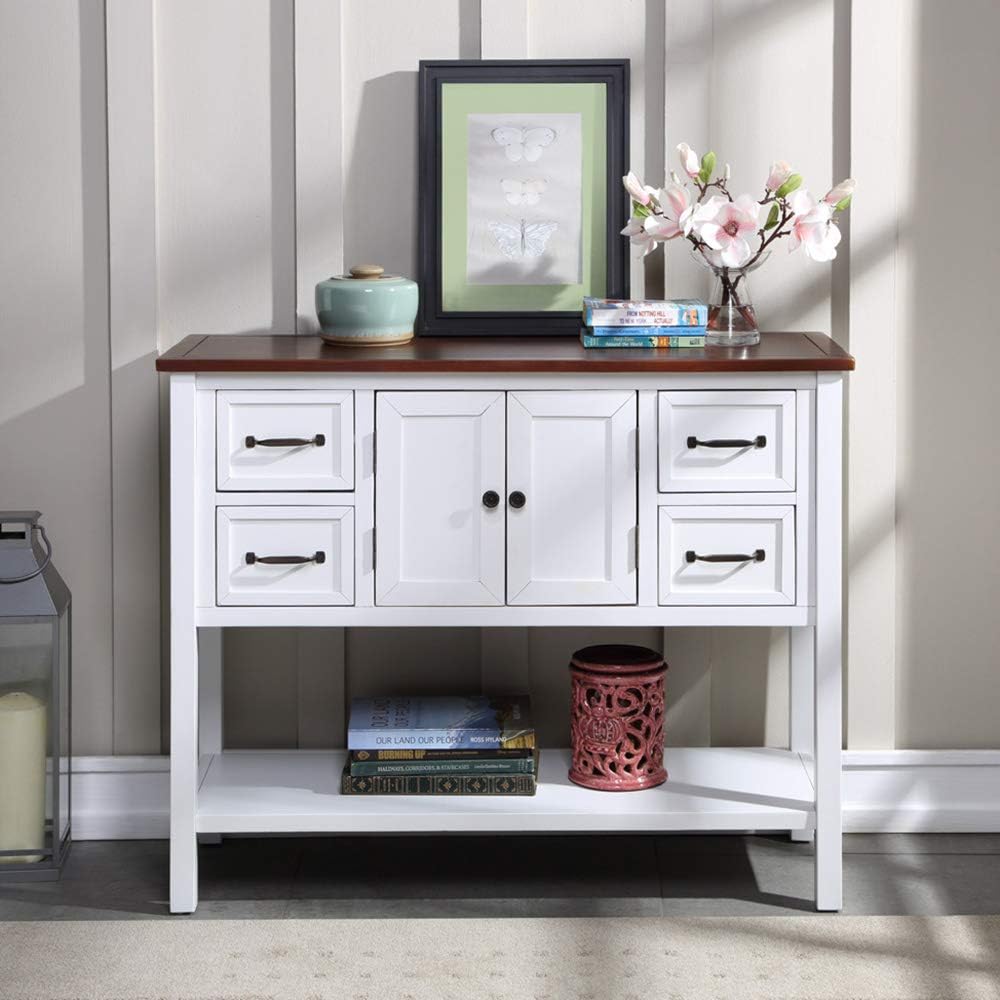 Modern Console Table with Drawers, Cabinet and Bottom Shelf S139