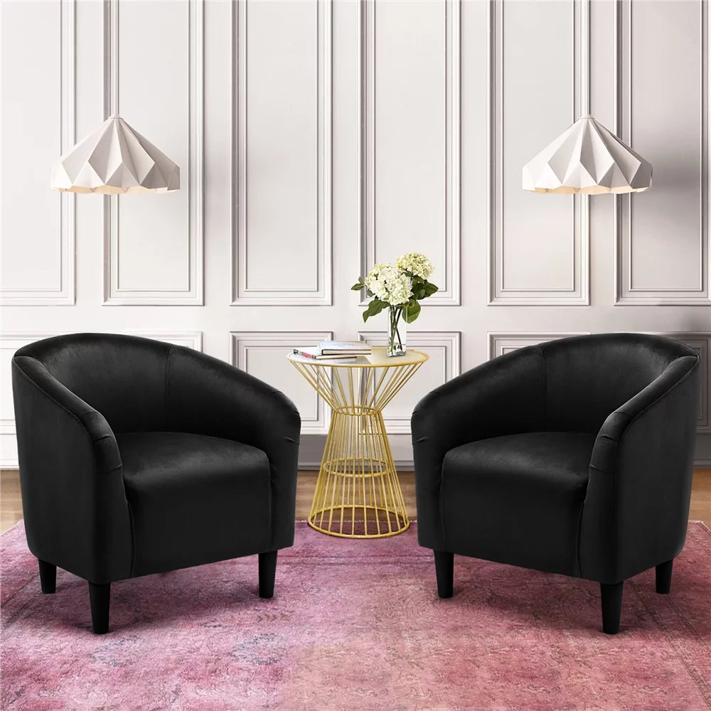 Black Velvet Barrel Accent Chair P61348