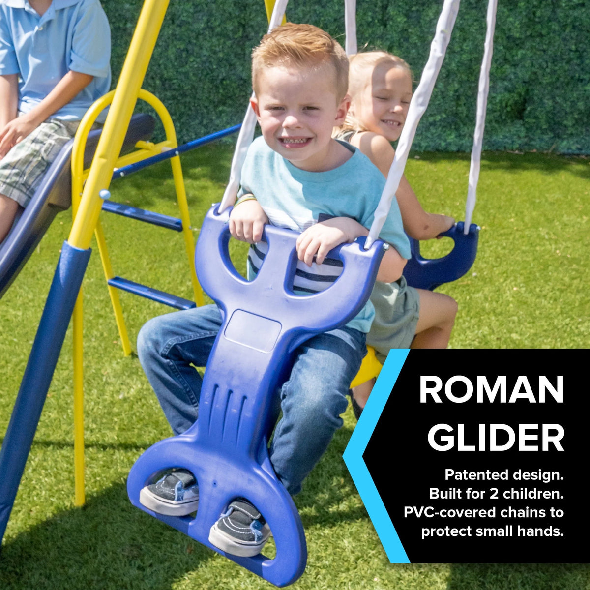 Metal Swing Set with Saucer Swing and Glider Swing V822