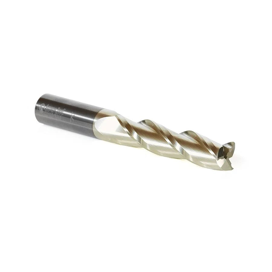 CNC Carving 0.10 Deg Angle Straight Flat Bottom 1/2 D x 2-1/4 CH x 1/2 SHK x 4 inch Long 3 Flute L419250