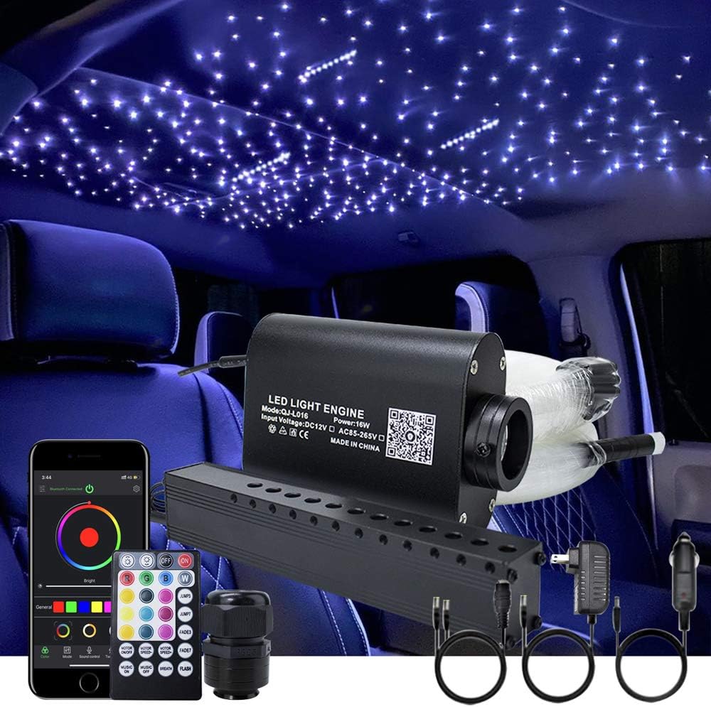 16W Fiber Optic Star Ceiling Light Kit with 150pcs 0.75mm 6.5ft Fiber Optical Cable Strands Y896779