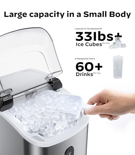 Black Countertop Nugget Ice Maker with Self-Cleaning U919