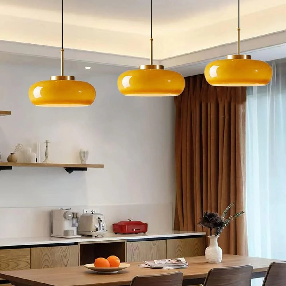 Vintage Amber Glass Semi Flush Mount Ceiling Light D6012