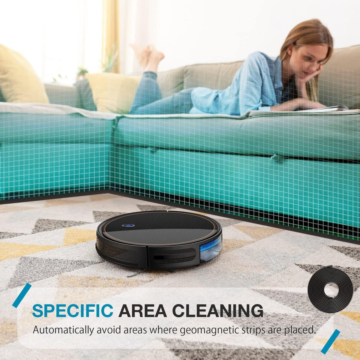 2000pa Suction Robotic Vacuum Cleaner with Boundary Strips J663053
