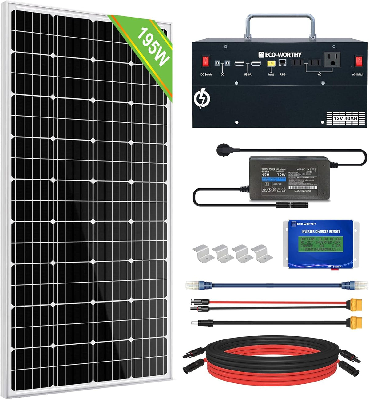 1600WH Complete Solar Power System with 2 195W Solar Panels and 1024WH Power Station Q186