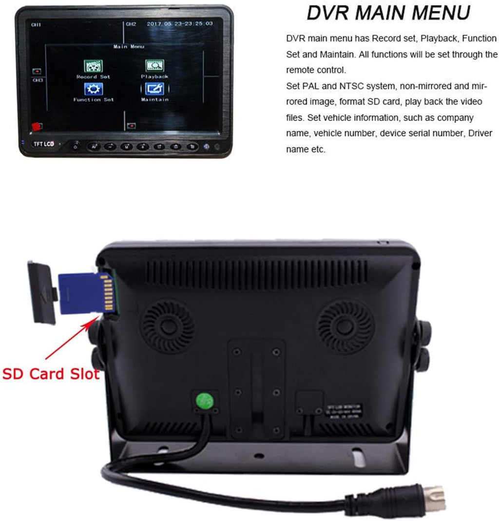 7 inch Quad Split Screen Backup Camera Monitor with DVR Recorder P221