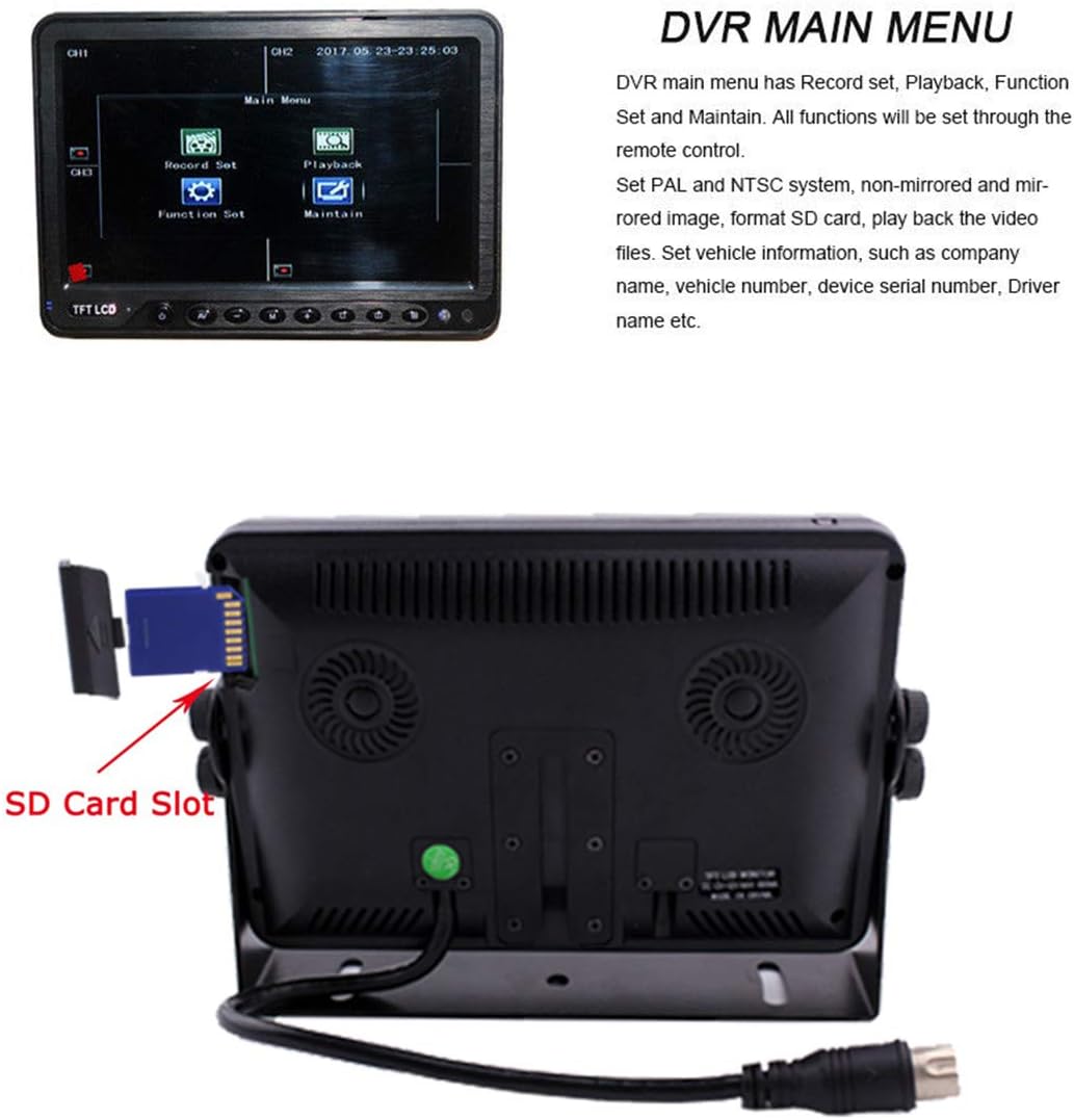 7 inch Quad Split Screen Backup Camera Monitor with DVR Recorder P221