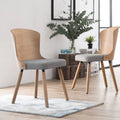 Bamboo Dining Chairs Set of 2 Light Grey V387