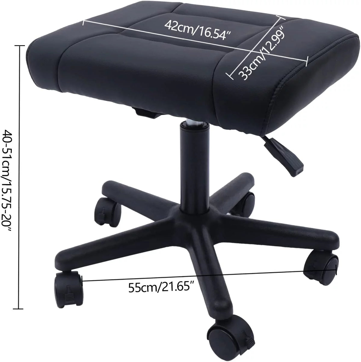 Height Adjustable Leather Foot Stool with Wheels Y820574
