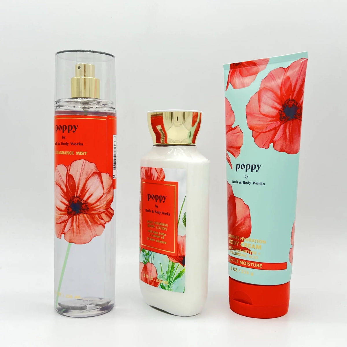 Poppy Fine Fragrance Mist, Body Lotion and Body Cream 3-Piece Bundle B7299