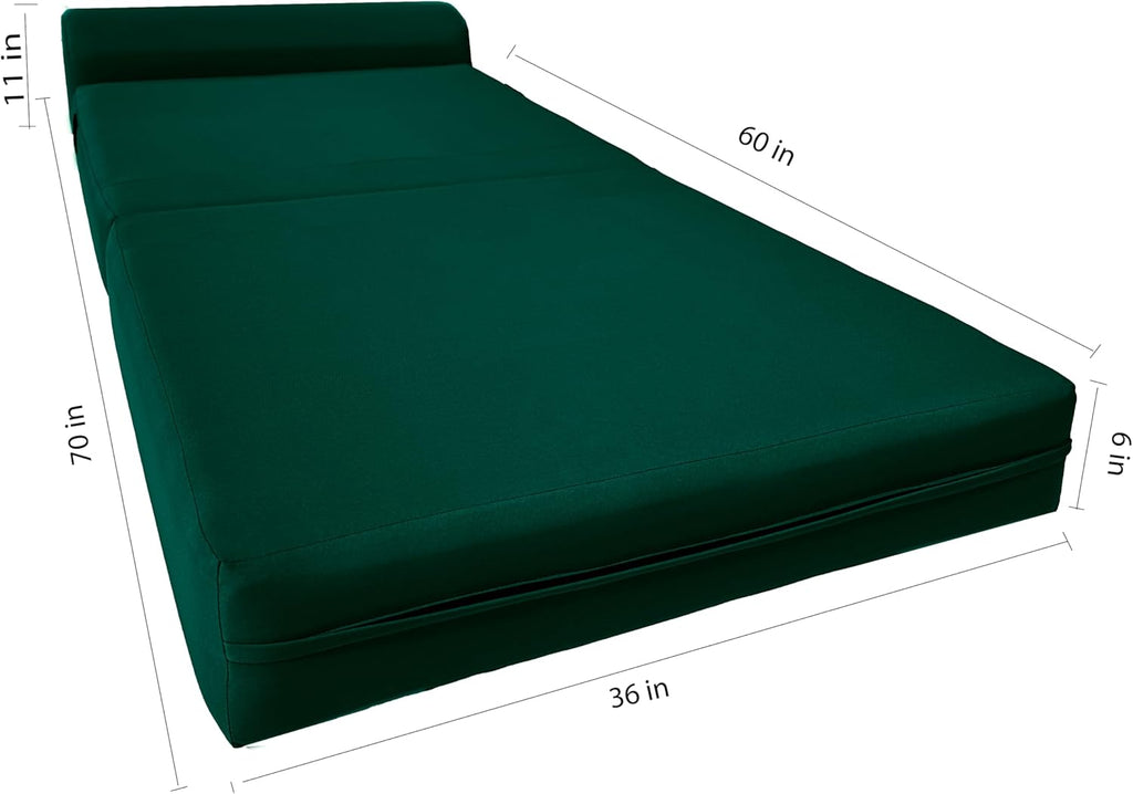 Hunter Green Folding Foam Sleeper Chair Sofa Bed, 70 x 36 x 6 in Z1757