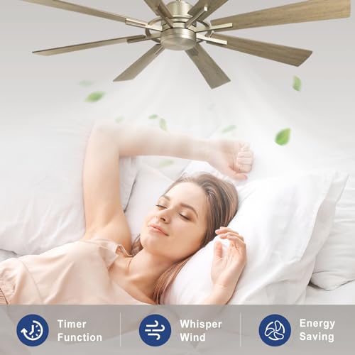 Large 60" Low Profile Indoor Ceiling Fan with Light and Remote Control, Black and Gold R89246