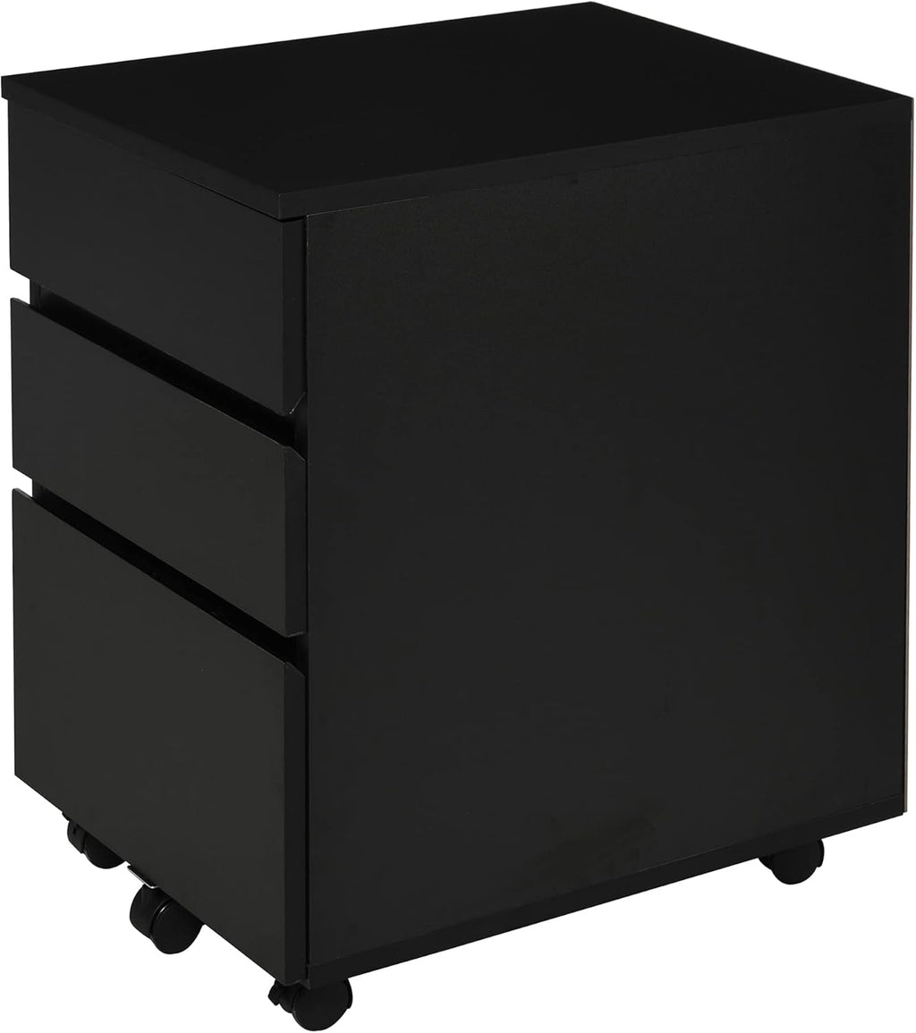 3 Drawer Black Storage Cabinet with Wheels K2269