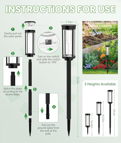 8 Pack Solar Powered Waterproof Outdoor Pathway Lights O923734
