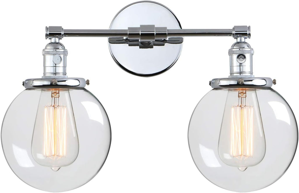 Clear Double Sconce Wall Light with Glass Round Canopy X59107